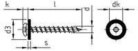 Surub pentru glaf cu saiba poliamida, filet pas mediu - C 3,9 x 19 TX 15 RAL 7016 - 200 buc.