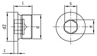 DIN 908 conform DIN 228 - Dop cu filet exterior si locas hexagonal - G 3/8" - 50 buc.