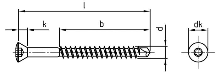 Surub lemn podele OSB cap inecat stea - 3,2 x 35/24 TX 10 - 200 buc.
