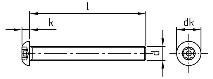 Surub siguranta cap bombat stea + pin - M8 x 60 TX - PIN 40 mm - 100 buc.