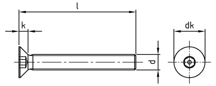 Surub siguranta cap inecat imbus hexagonal + pin - M4 x 30 HEX - PIN 2,5 mm - 100 buc.