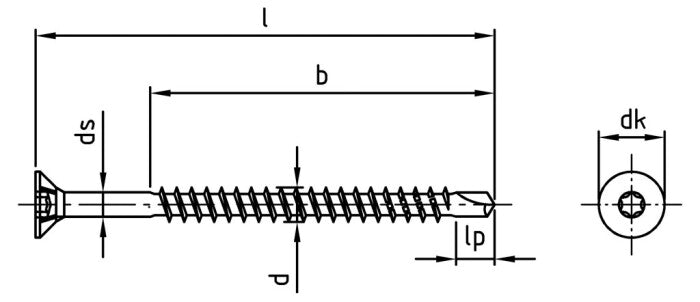 Surub lemn dulgherie OSB autoforant cap inecat SP-Drill - 4,0 x 65/42 TX 20 - 200 buc.