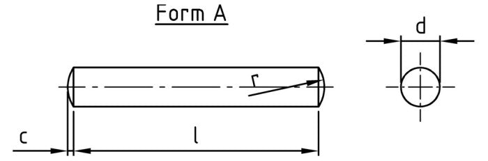 Stift cilindric tip A DIN 7 diametru mediu toleranta m6 otel inoxidabil