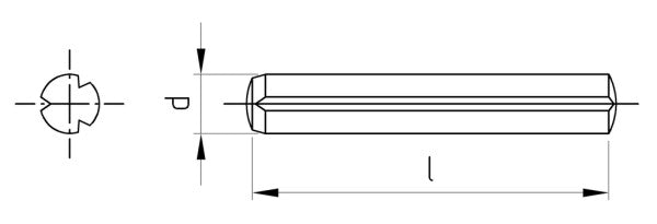 DIN 1473 - Stift canelat cu nervuri cilindrice pe lungime completa