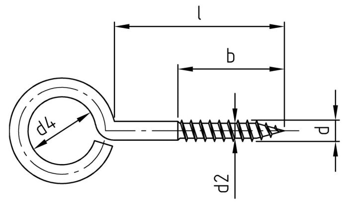 Surub lemn cu inel / ochi de prindere - 3,45 x 20 mm - 100 buc.