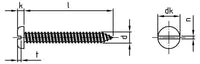 DIN 7971 - Surub autofiletant cap bombat cu slot - C 6,3 x 55 mm - 200 buc.