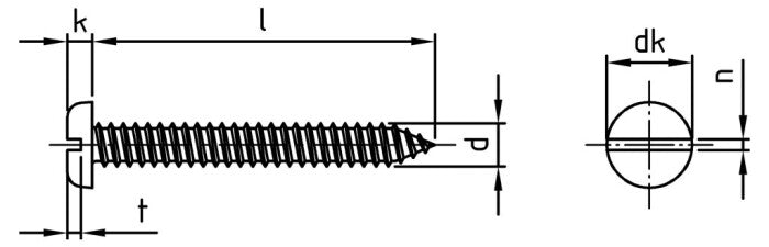 DIN 7971 - Surub autofiletant cap bombat cu slot - C 6,3 x 25 mm - 500 buc.