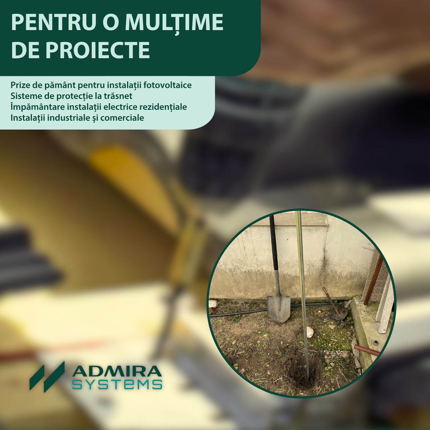 Electrod împământare Admira Systems 20 mm, 1500 mm, oțel zincat termic HDG, priză de pământ instalații fotovoltaice și paratrăsnet