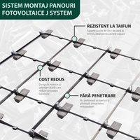 Sistem montaj panouri fotovoltaice J-systems acoperiș plat terasă balastat E-V, fără penetrare, rezistent la taifun