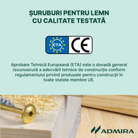 50x Șuruburi dulgherie pentru lemn, cap plat înecat M8