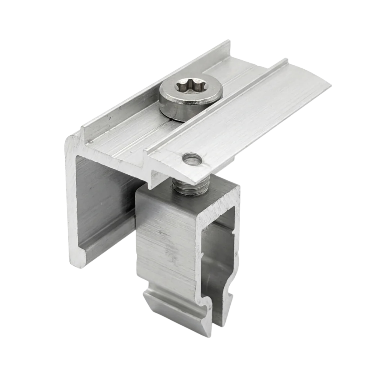Clemă de capat universala 30-40mm rapida cu pin împământare pt. profil H 40x40mm, fixare panouri solare fotovoltaice