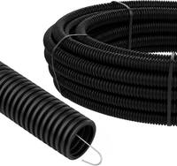 Copex Tub gofrat ignifug flexibil negru soft cu fir HF UV - 50m.