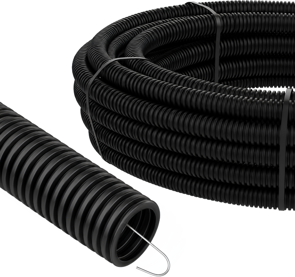 Copex Tub gofrat flexibil negru soft cu fir HF UV - 50m.
