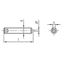 Stift filetat cu locas hexagonal DIN 914 ISO 4027, varf conic ascutit