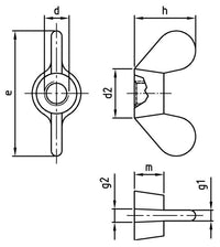 DIN 315 - Piulita fluture cu aripi scurte, tip German - M4 - 50 buc.