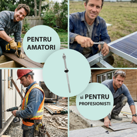 Șurub tip ancora V2 hanger bolt cu filet dublu M10, piulițe DIN6923 + EPDM, oțel inoxidabil A2, pentru prindere panou solar fotovoltaic