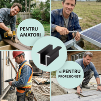 Clema de mijloc intermediara 20 mm aluminiu negru anodizat, fixare panouri solare fotovoltaice M8