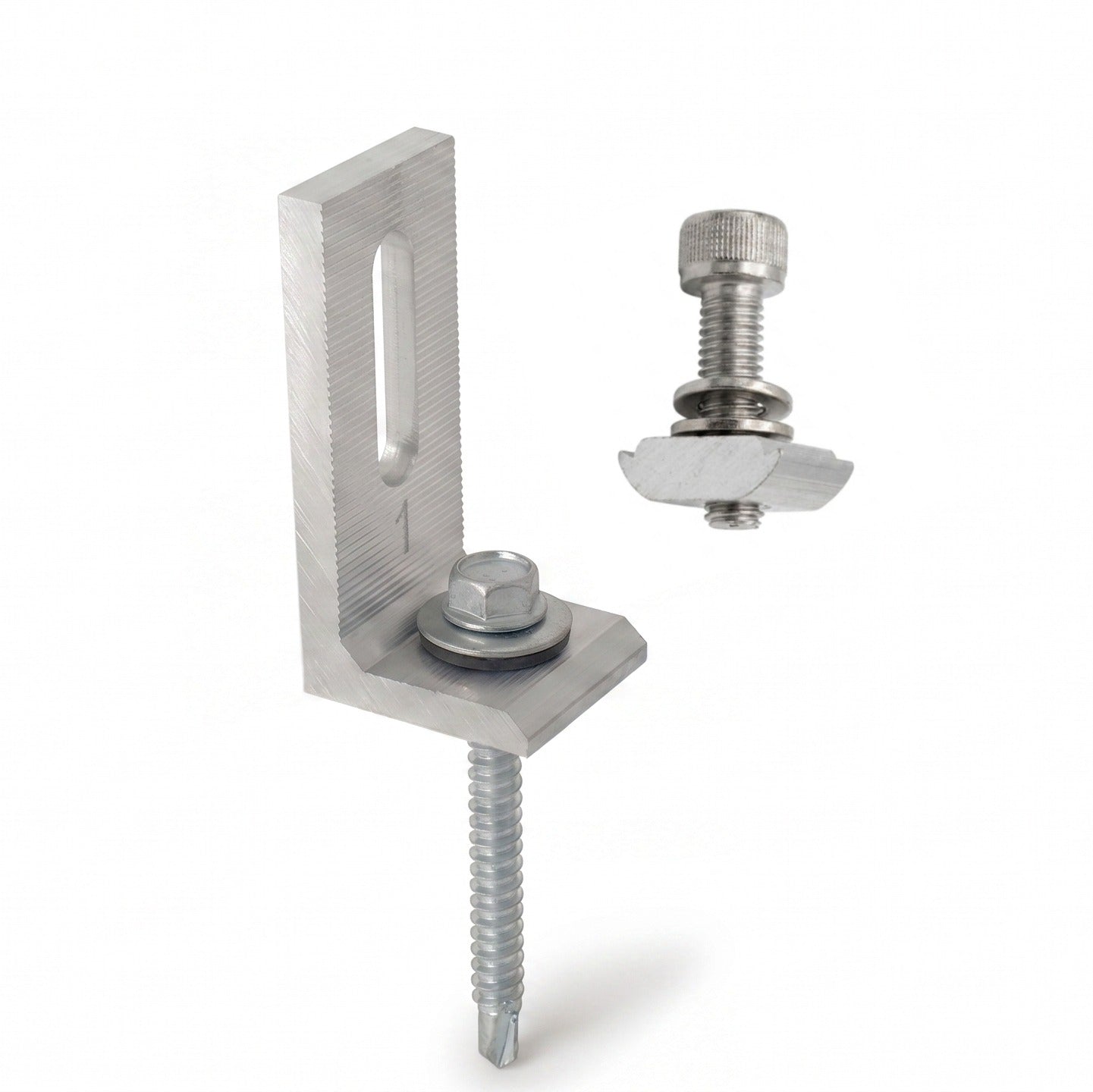 Adaptor L 40x80 mm aluminiu cu set de fixare M8 și șurub autoforant cu EPDM pentru profil C