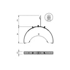 Desen tehnic al suportului de coamă G5 MAX – cote A, B, C și E