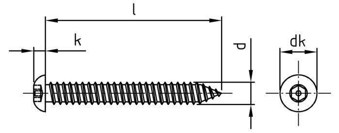 Surub siguranta cap bombat imbus hexagonal + pin - C 6,3 x 25 HEX - PIN 4 mm - 100 buc.