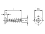 Surub pentru plastic cu cap inecat - 2,0 x 8 TX 6 - 500 buc.