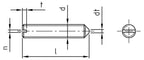 Stift filetat cu cap crestat si varf conic DIN 553 otel inoxidabil A2