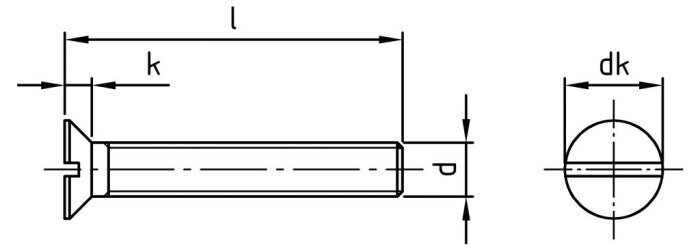 DIN 963 - Surub cap inecat crestat filet complet - M2 x 28 mm - 500 buc.