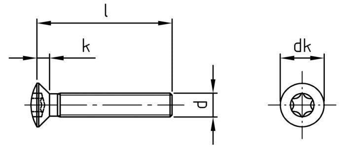 ISO 14584 - Surub cap inecat ridicat stea - M8 x 70/70 TX 45 - 100 buc.