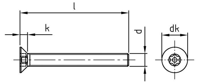 Surub siguranta cap inecat stea + pin - M3 x 12 TX - PIN 10 mm - 100 buc.