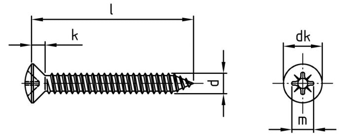 DIN 7983 - Surub autofiletant cap inecat ridicat cruce - 6,3 x 60 mm - 200 buc.
