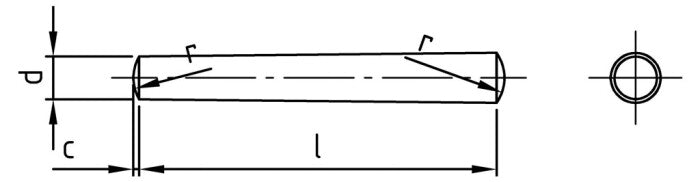 Stift conic tip B DIN 1 toleranta h10 otel inoxidabil A2