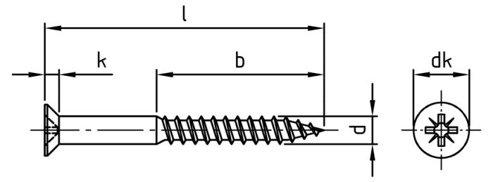 DIN 7997 - Surub lemn dulgherie cap inecat cruce filet partial - 5,0 x 100 Z mm - 100 buc.