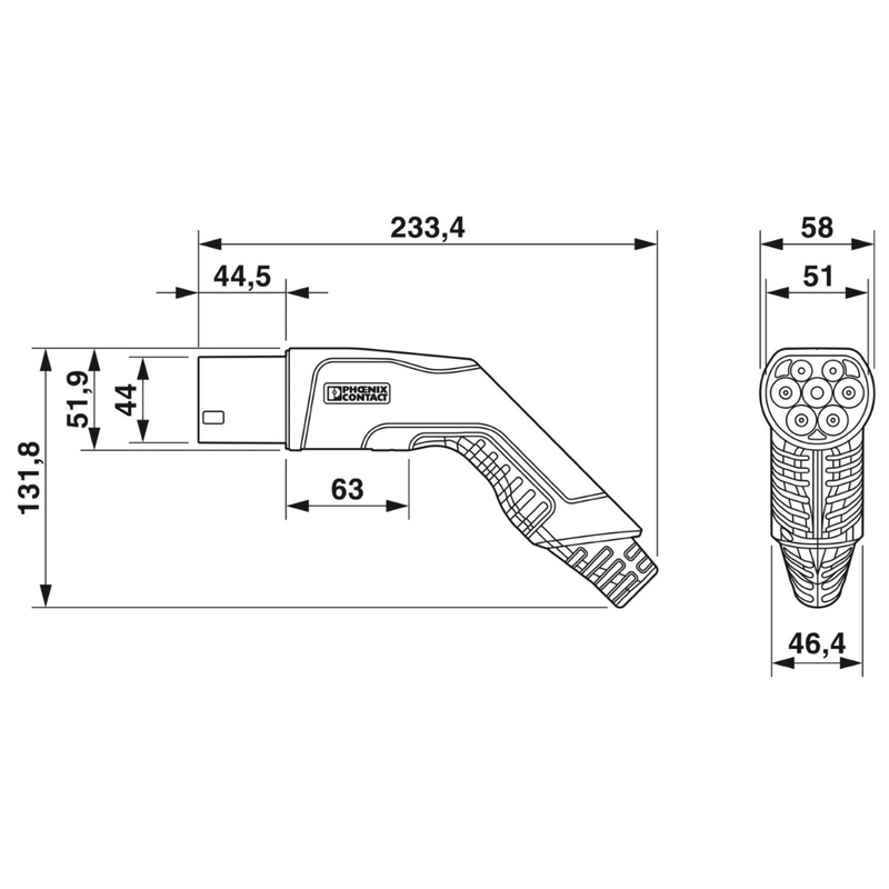 Cablu de incarcare masini electrice curent alternativ Phoenix Contact CHARX 4m 26.6 kW 32A EV-T2G3PC-3AC32A-4,0M6,0ESBK01