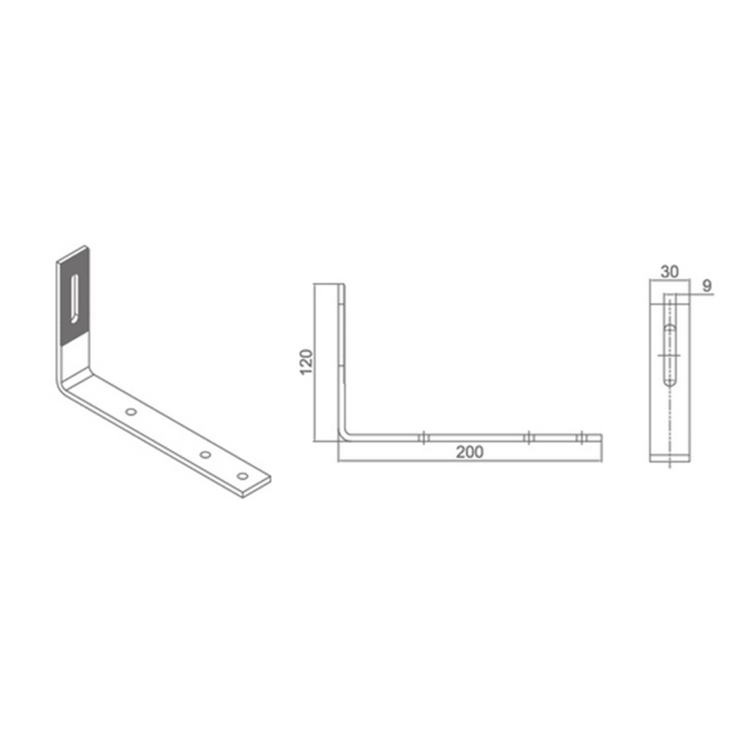 Carlig suport fix 200 x 120 mm pentru sindrila bituminoasa, otel inoxidabil A2