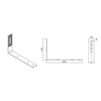 Carlig suport fix 200 x 120 mm pentru sindrila bituminoasa, otel inoxidabil A2