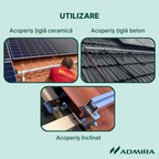 Cârlig fixare din oțel inoxidabil, dublu reglabil, pentru acoperiș țiglă ceramică sau beton, L=140 mm