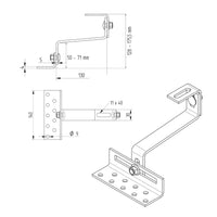 Cârlig fixare din oțel inoxidabil, multi reglabil, pentru acoperiș țiglă ceramică sau beton, L=130 mm