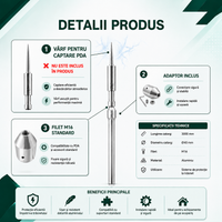 Catarg aluminiu 3000mm cu Adaptor cu filet M16 pentru PDA