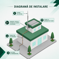 Catarg aluminiu 3000mm cu Adaptor cu filet M16 pentru PDA