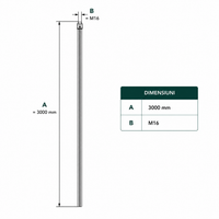 Catarg aluminiu 3000mm cu Adaptor cu filet M16 pentru PDA