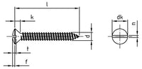 DIN 7973 - Surub autofiletant cap inecat ridicat cu slot - C 6,3 x 25 mm - 500 buc.