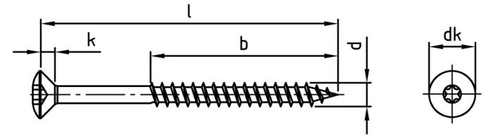 Surub lemn dulgherie cap bombat ridicat conic filet partial - 3,0 x 40/24 TX 10 - 500 buc.