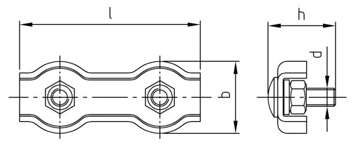 Clema dubla pentru strangere cablu metalic - 8 mm - 5 buc. - Admira Distribution