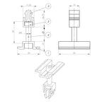 Clema de mijloc din aluminiu anodizat rapida cu click pentru profil H 40x40mm, fixare panouri solare fotovoltaice 30-40mm