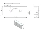 Conector din aluminiu anodizat 120x45x25mm pentru profile 40x40mm panouri solare fotovoltaice