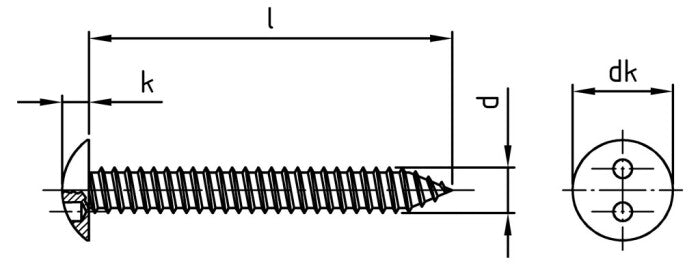 Surub siguranta antifurt cu 2 gauri cap plat ridicat - C 4,8 x 50 SP10 - 100 buc.