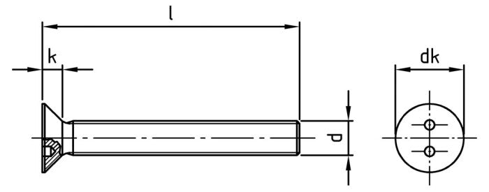 Surub siguranta antifurt cu 2 gauri cap inecat - M5 x 50 SP10 - 100 buc.