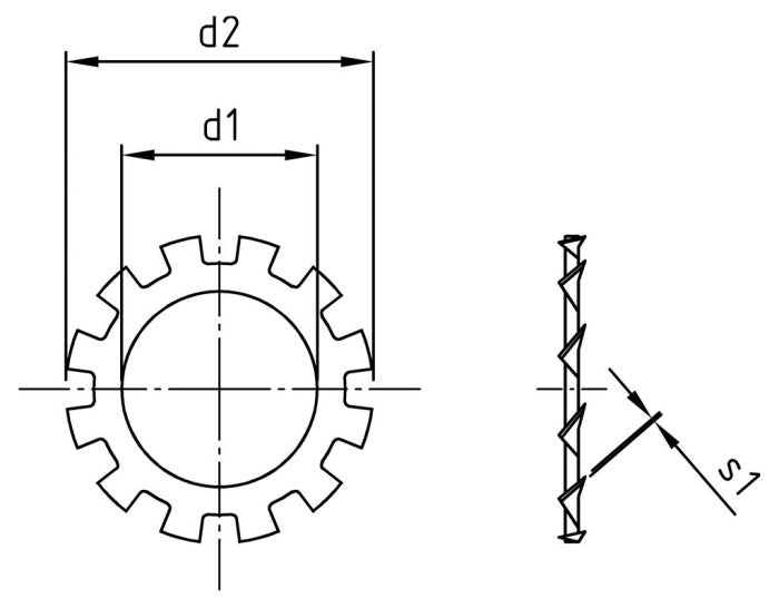 DIN 6797 - Saiba elastica cu dinti exteriori tip A - 17,0 mm - 500 buc.