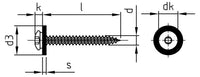Surub pentru glaf cu saiba poliamida, filet pas mic - C 3,9 x 22 TX 15 - Maro - 200 buc.