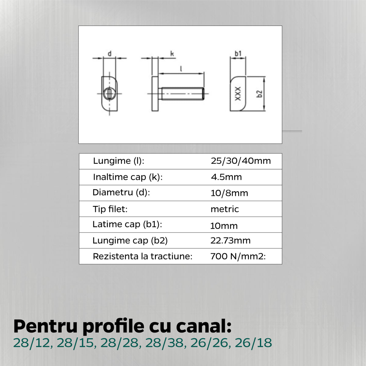 100x Șurub cap T Lung Tip 28x15